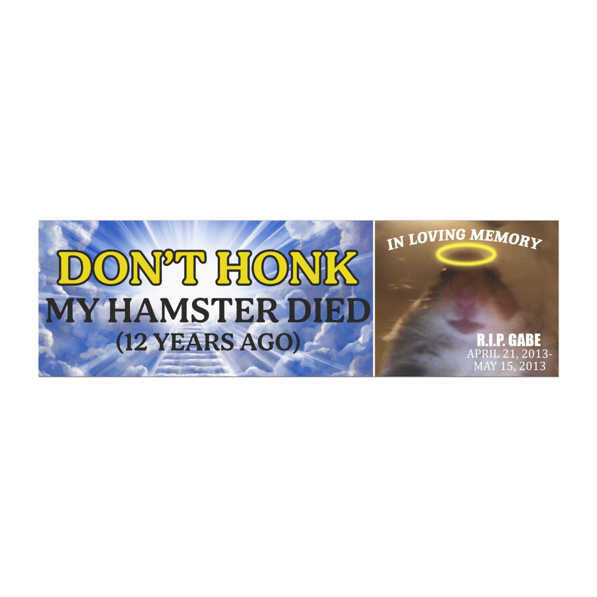 Don't Honk My Hamster Died Car Magnet